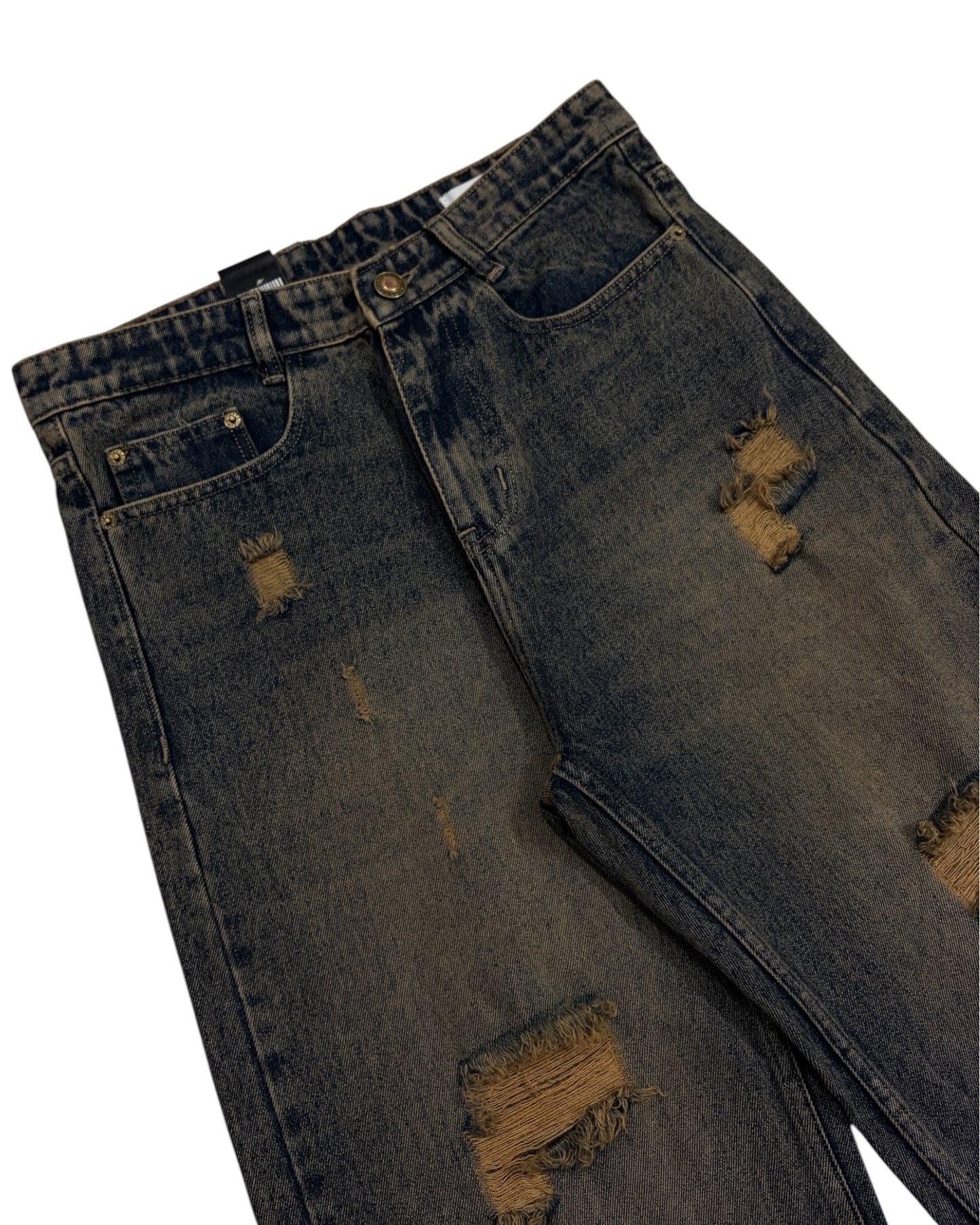 Muddy Wash Distressed Wide Fit Jeans