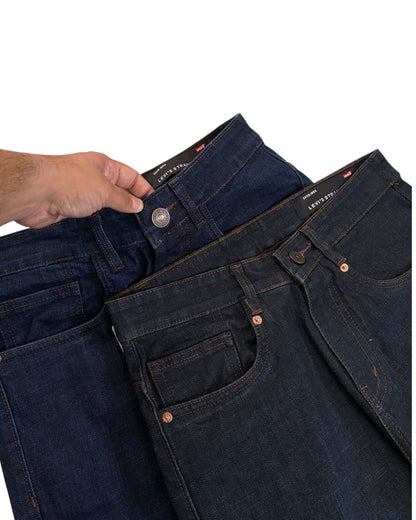 Raw Wash Straight Fit Jeans - Blackish Blue