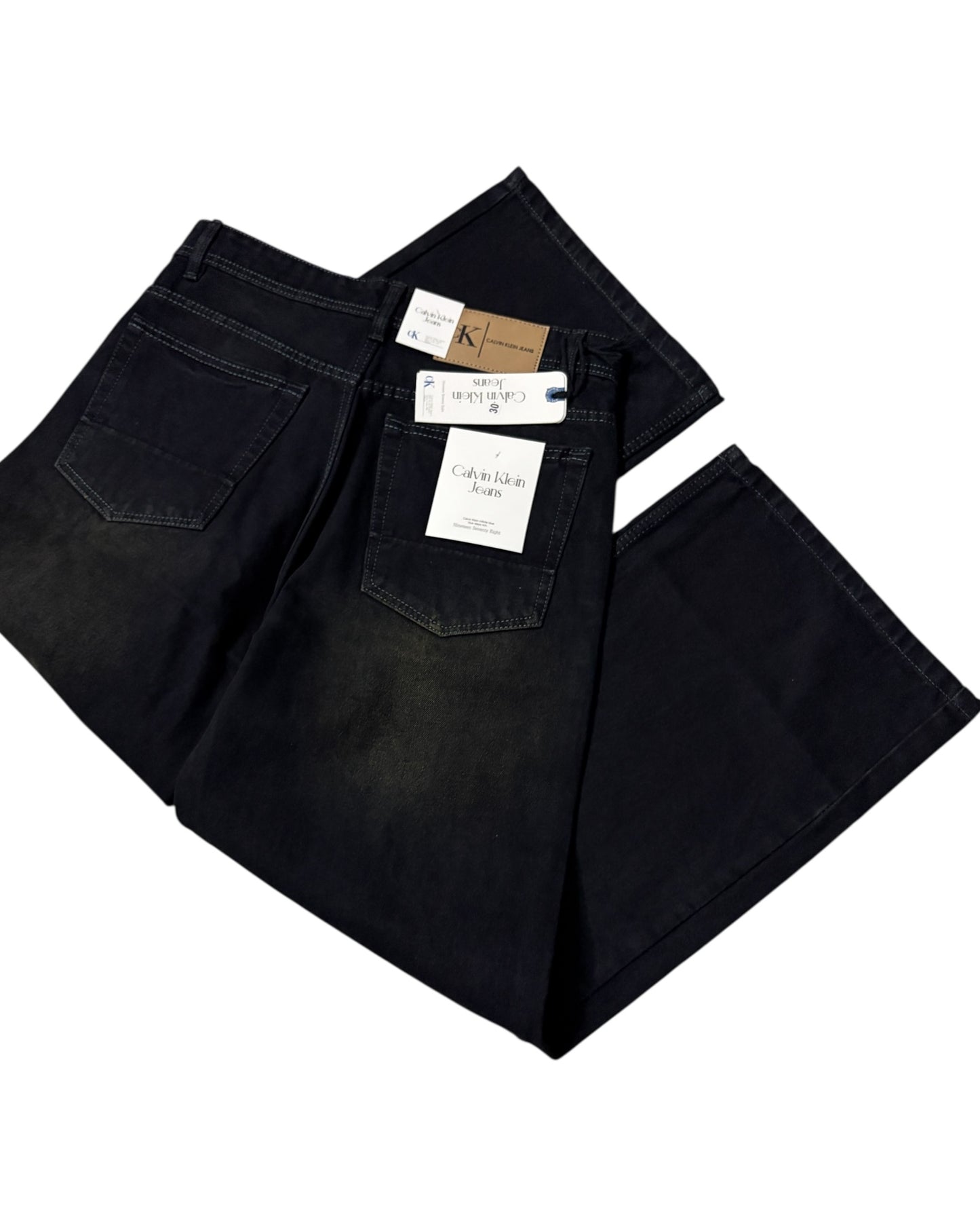 Black Burnt Wash Wide Fit Jeans