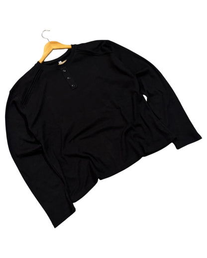 Triple Stitch Waffle Henley – Black