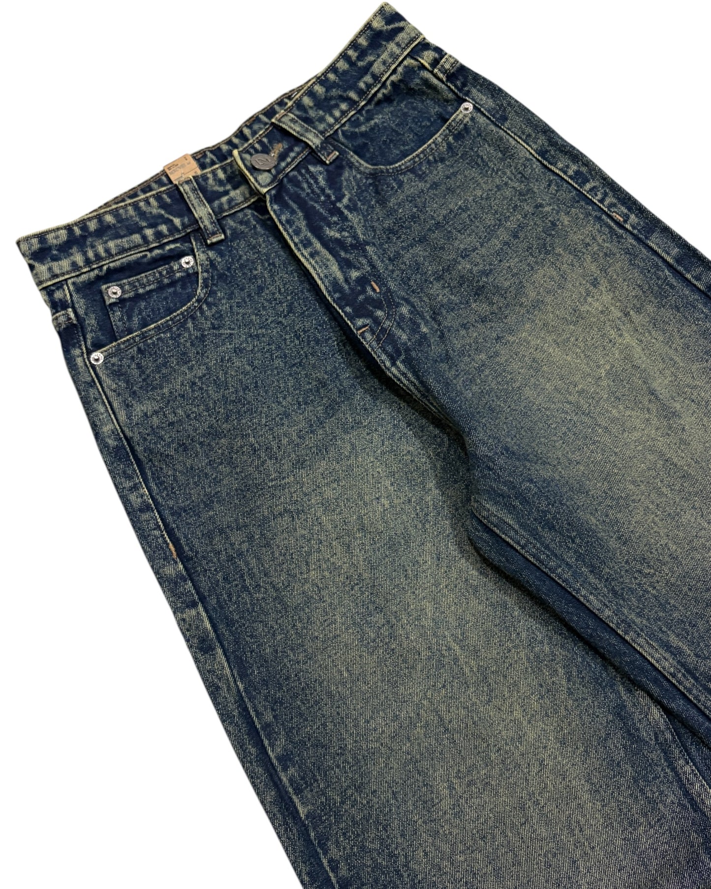 Green Vintage Wash Wide Fit Jeans