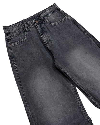 Dark Grey Faded Wide Jeans