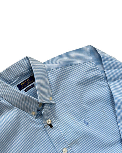 Micro-check Cotton Shirt - Blue