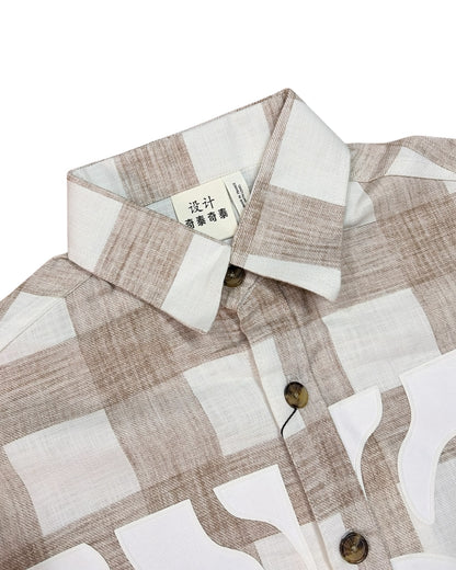 Solar Grid Boxy Fit Shirt  - Brown