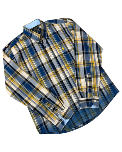 2 Shade Check Cotton Shirt -Yellow