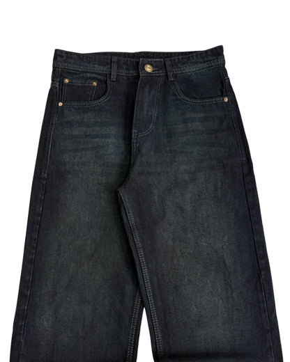 Black Dusty Wash Straight Wide Fit Denim
