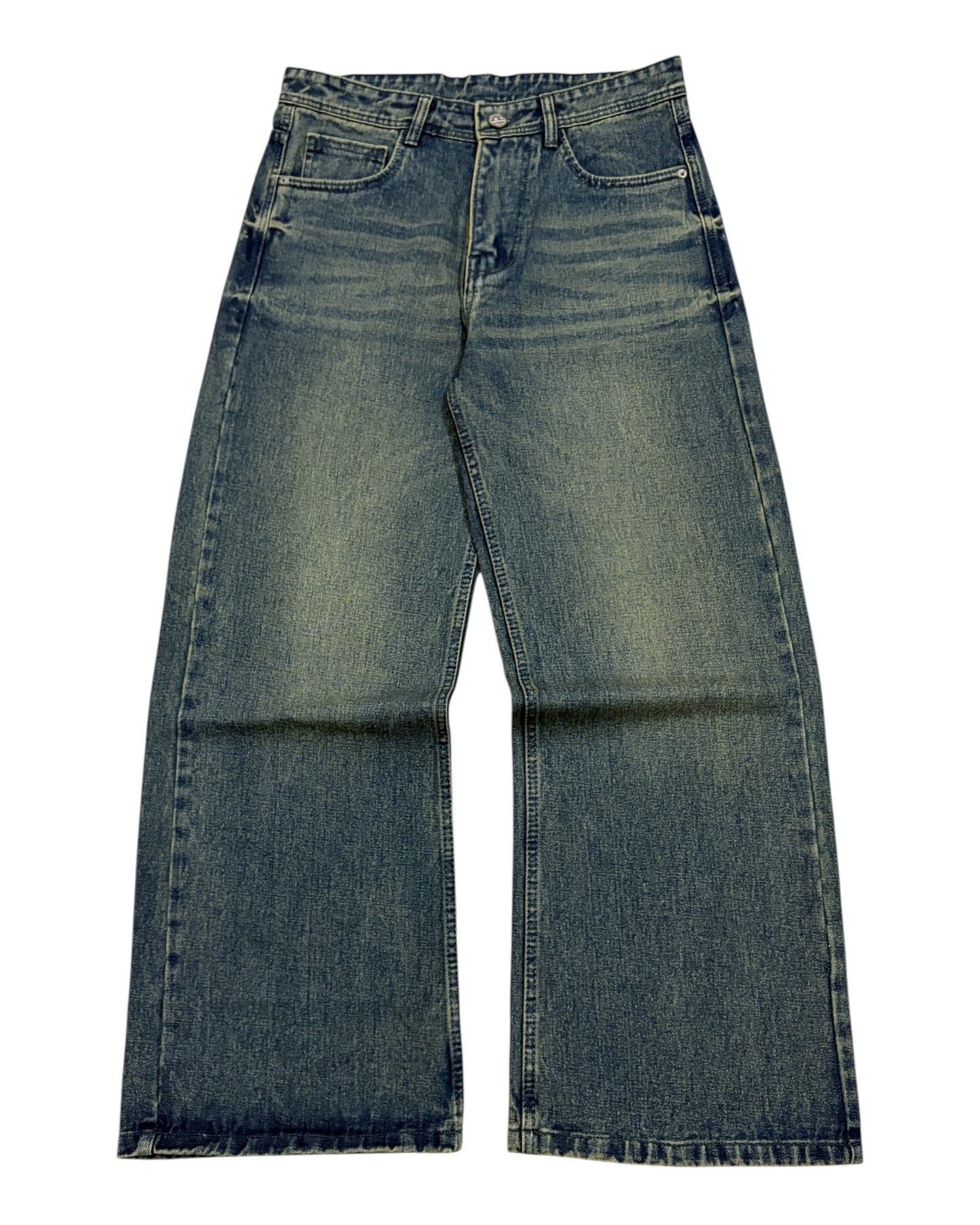 Dusty Green Tint Vintage Dark Green Wide Fit Jeans