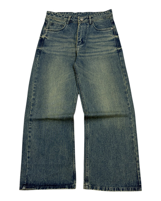 Dusty Green Tint Vintage Dark Green Wide Fit Jeans