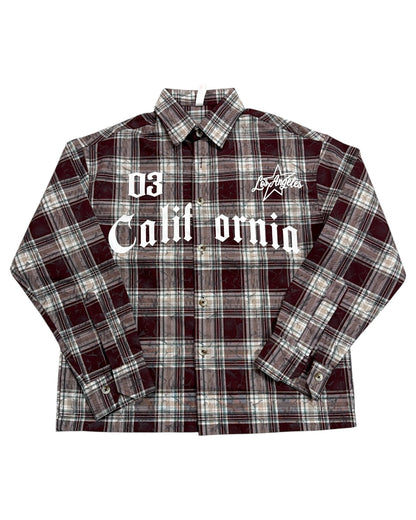 Dusty Check Boxy Shirt - Maroon