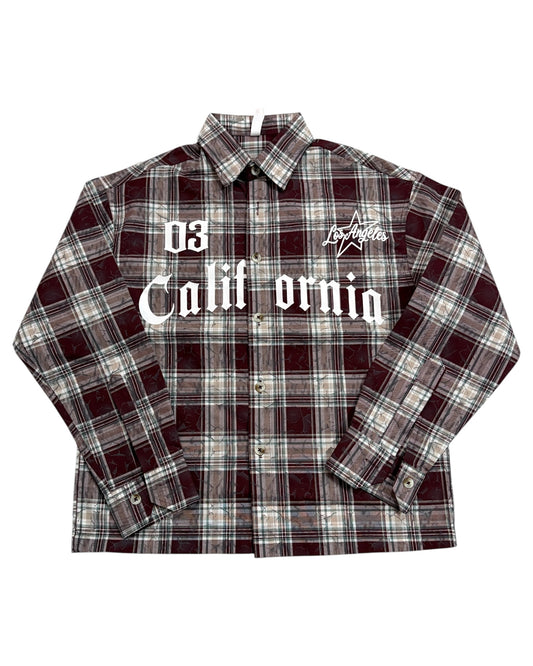 Dusty Check Boxy Shirt - Maroon