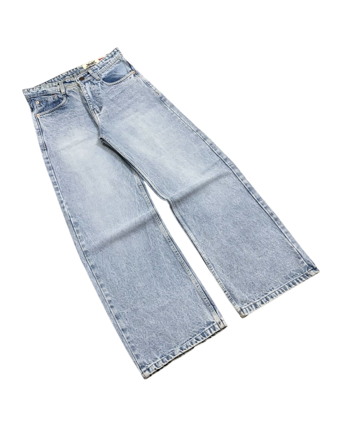 Ice Blue Stone Wash Baggy Wide Fit Jeans