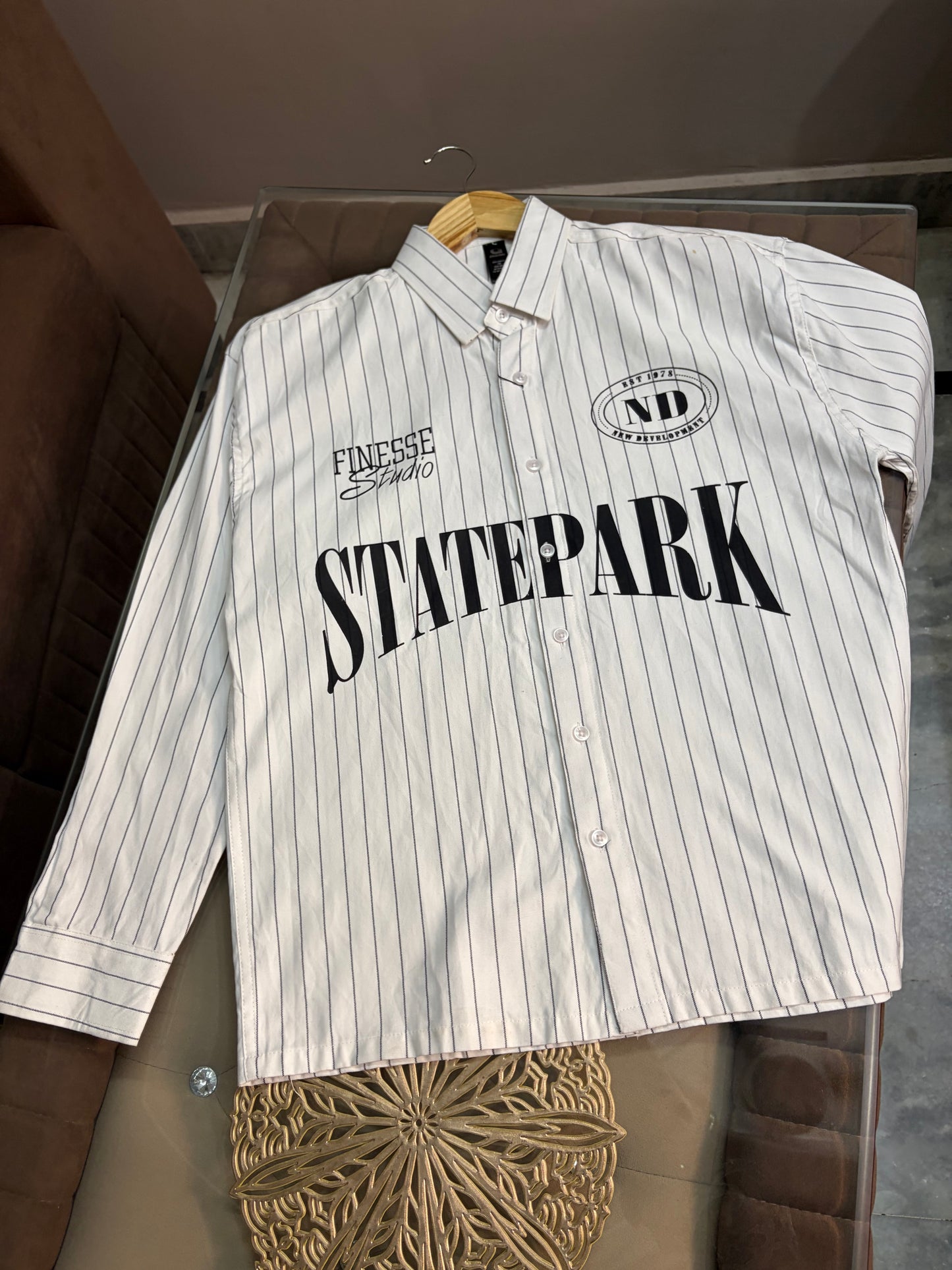 Skatepark Striped Boxy Shirt - White