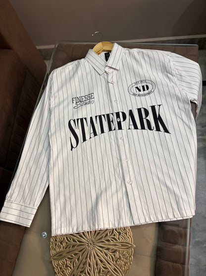 Skatepark Striped Boxy Shirt - White