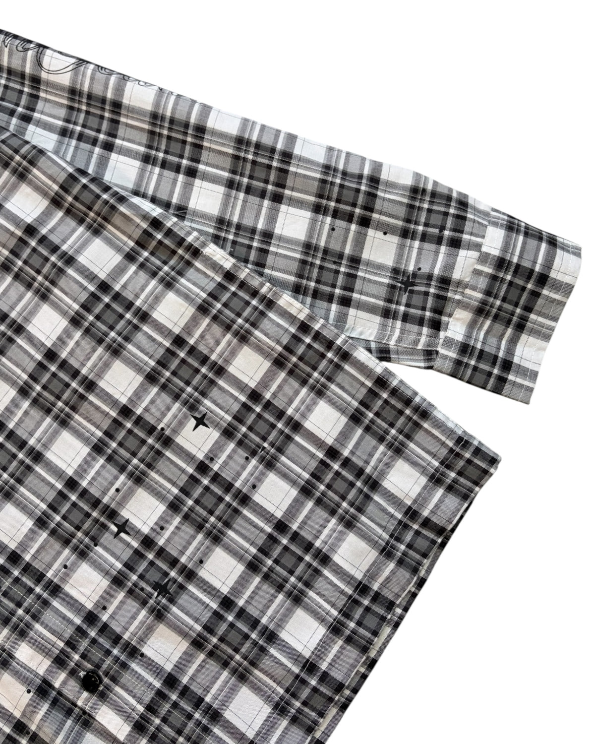 “Art That Kills” Check Cotton Boxy Shirt - White