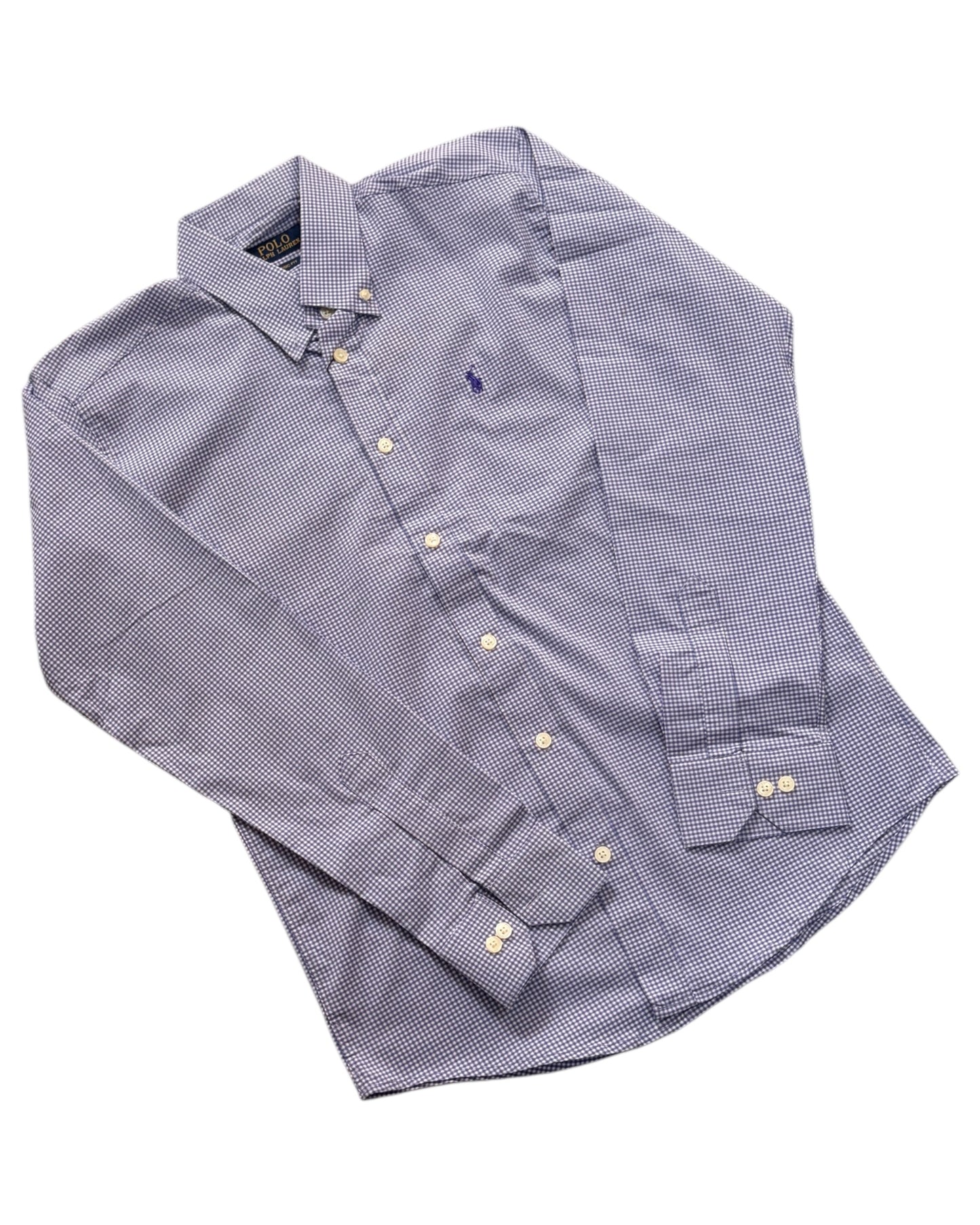 Micro-check Cotton Shirt - Deep Purple