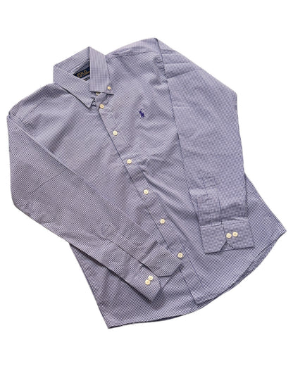 Micro-check Cotton Shirt - Deep Purple