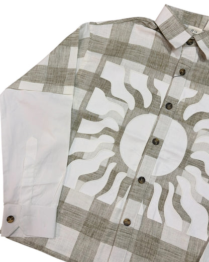 Solar Grid Boxy Fit Shirt  - Green