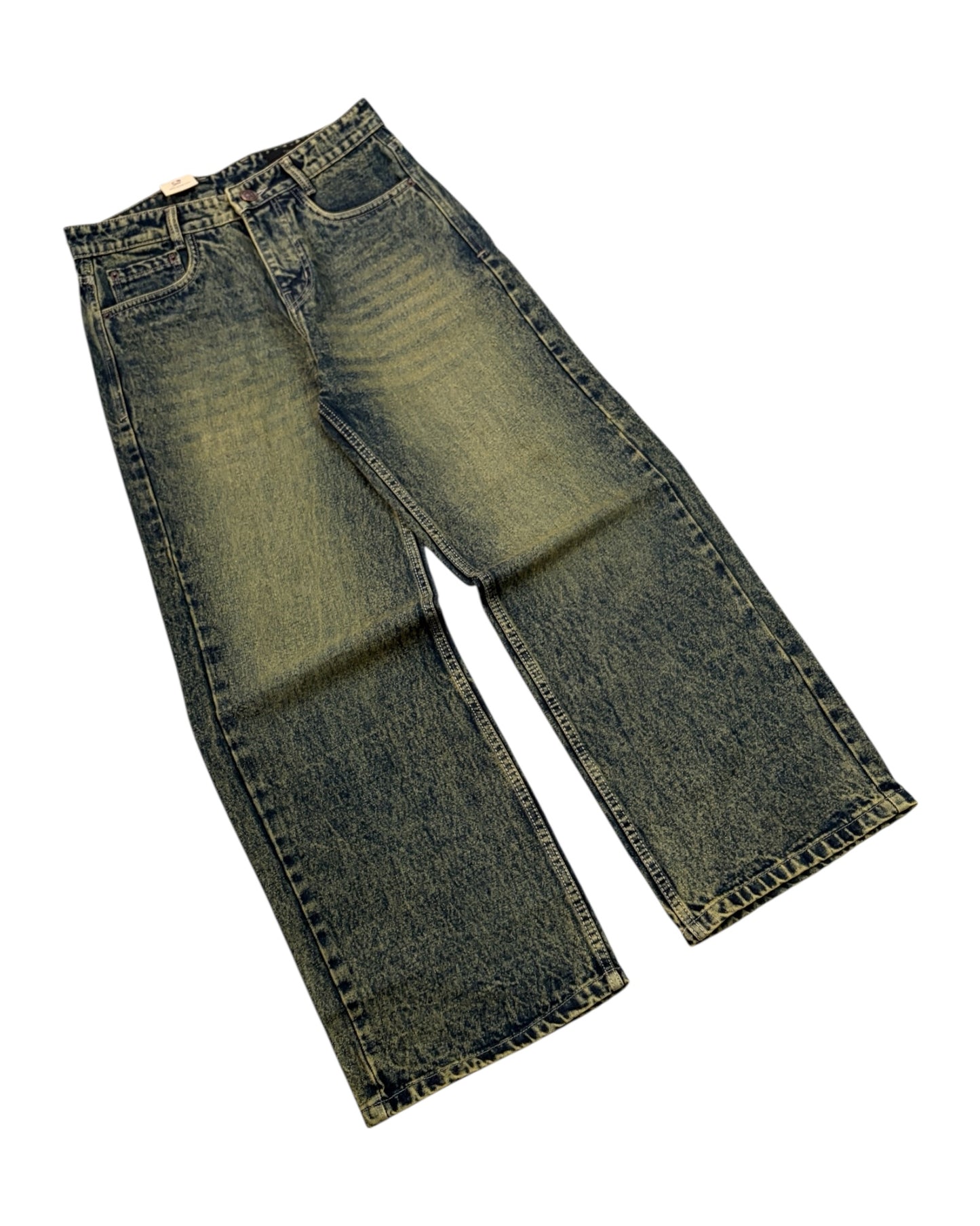 Smokey Vintage Green Straight Wide Fit Jeans