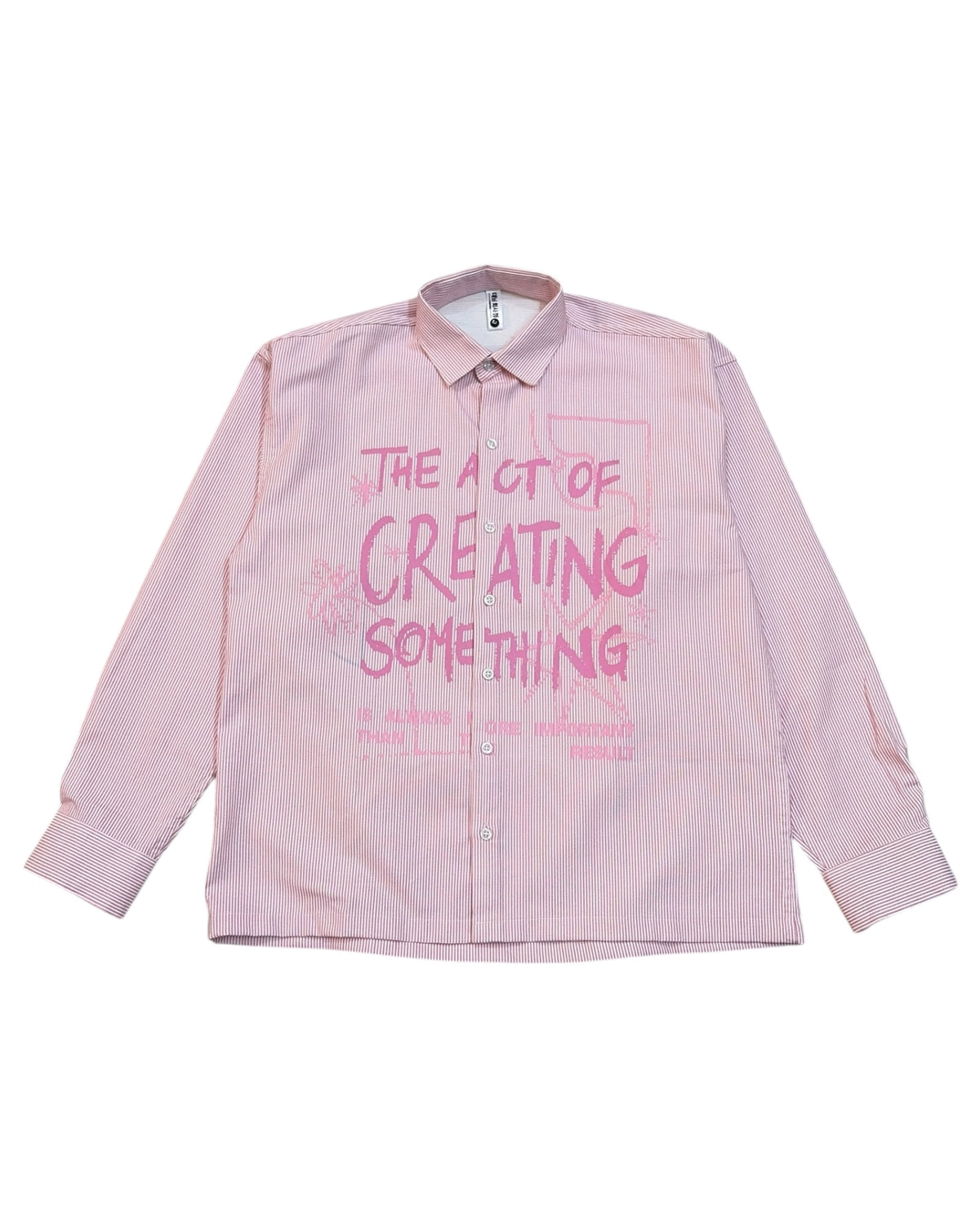 Striped Boxy Pure Cotton Shirt - Pink