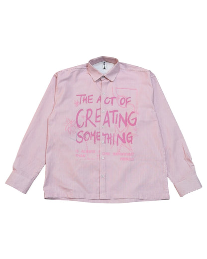 Striped Boxy Pure Cotton Shirt - Pink
