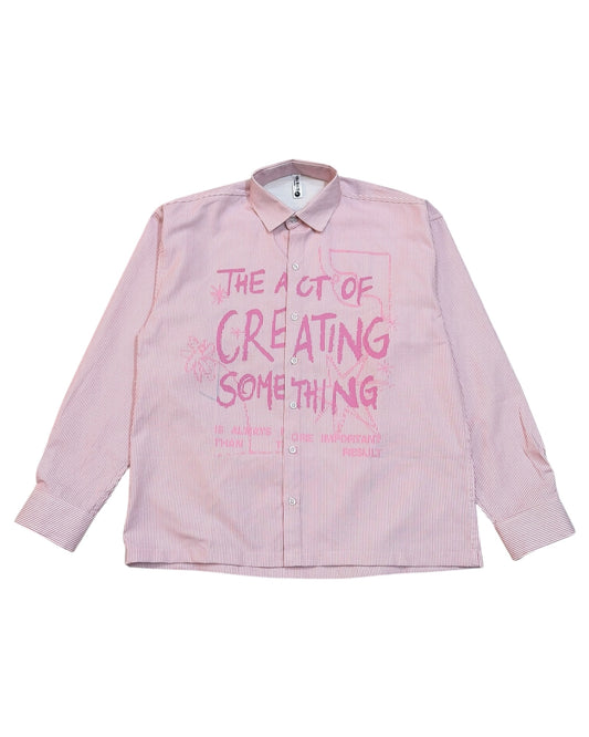 Striped Boxy Pure Cotton Shirt - Pink