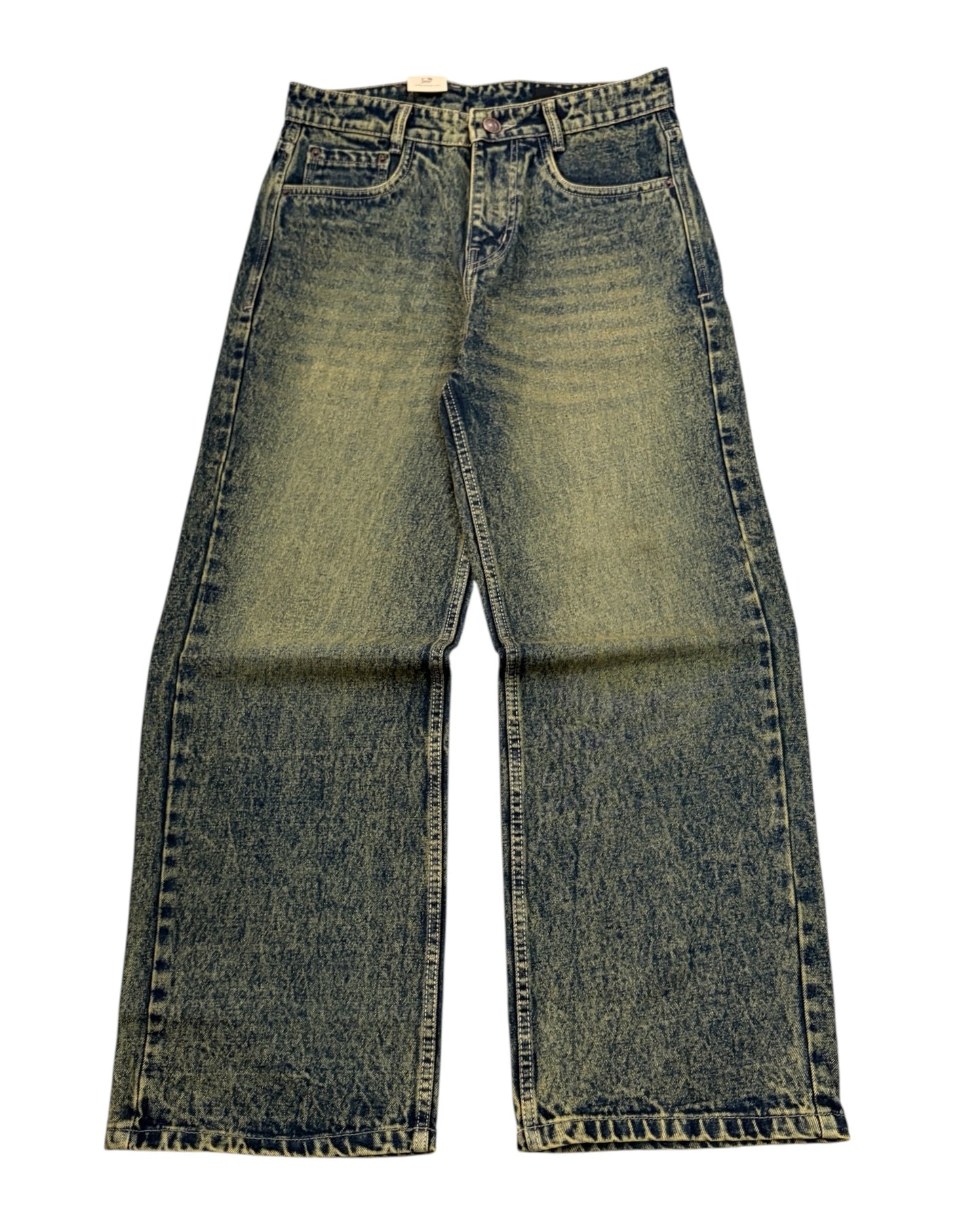 Smokey Vintage Green Straight Wide Fit Jeans
