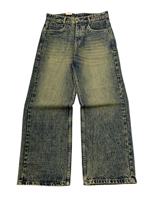 Smokey Vintage Green Straight Wide Fit Jeans