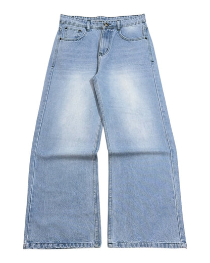 Sky Blue Baggy Wide Fit Jeans