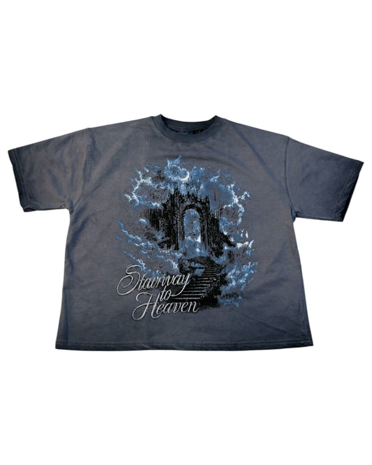 Boxy Fit Half Sleeve T-shirt - Stairway Grey Faded