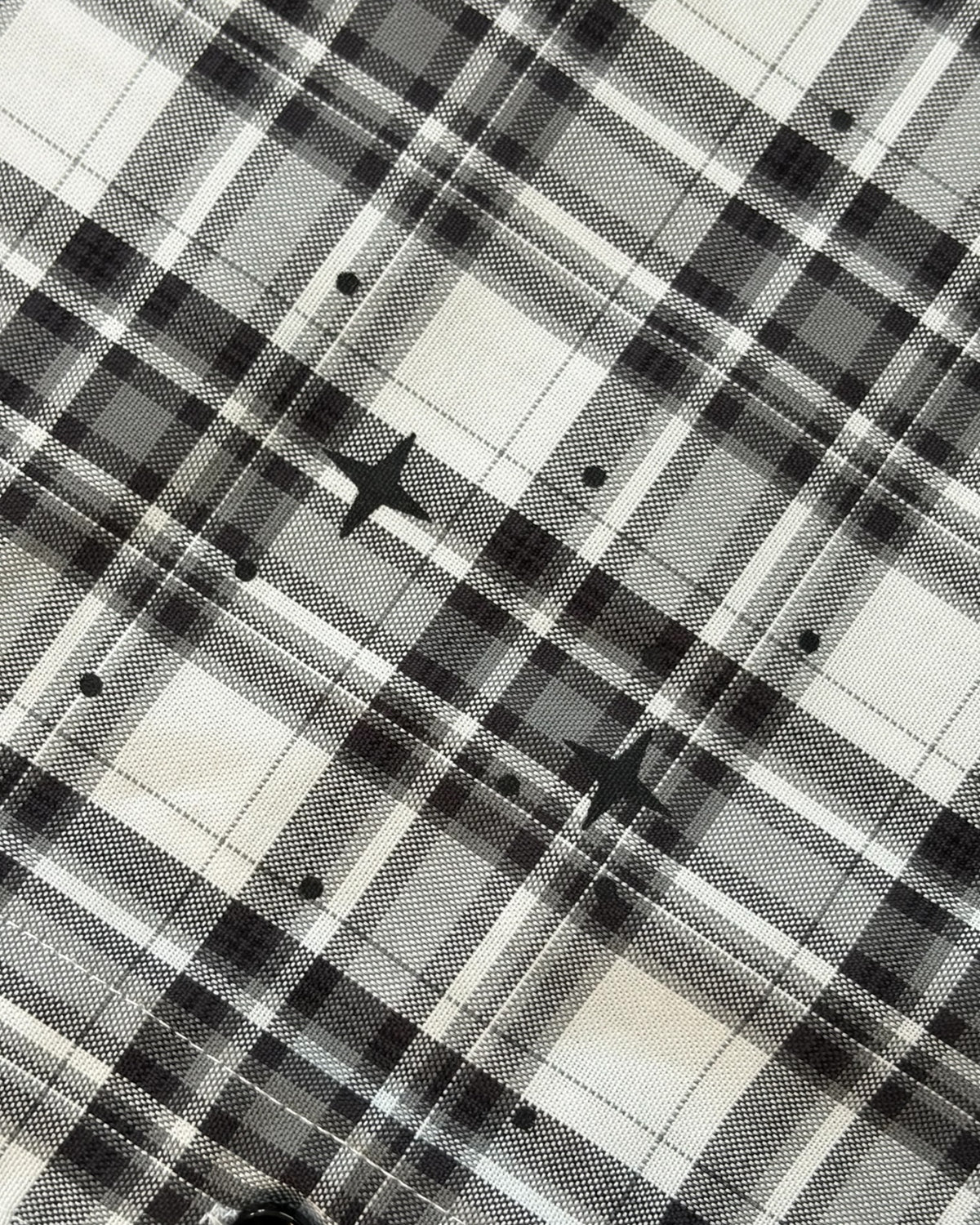 “Art That Kills” Check Cotton Boxy Shirt - White