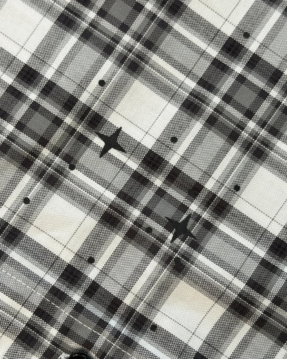 “Art That Kills” Check Cotton Boxy Shirt - White