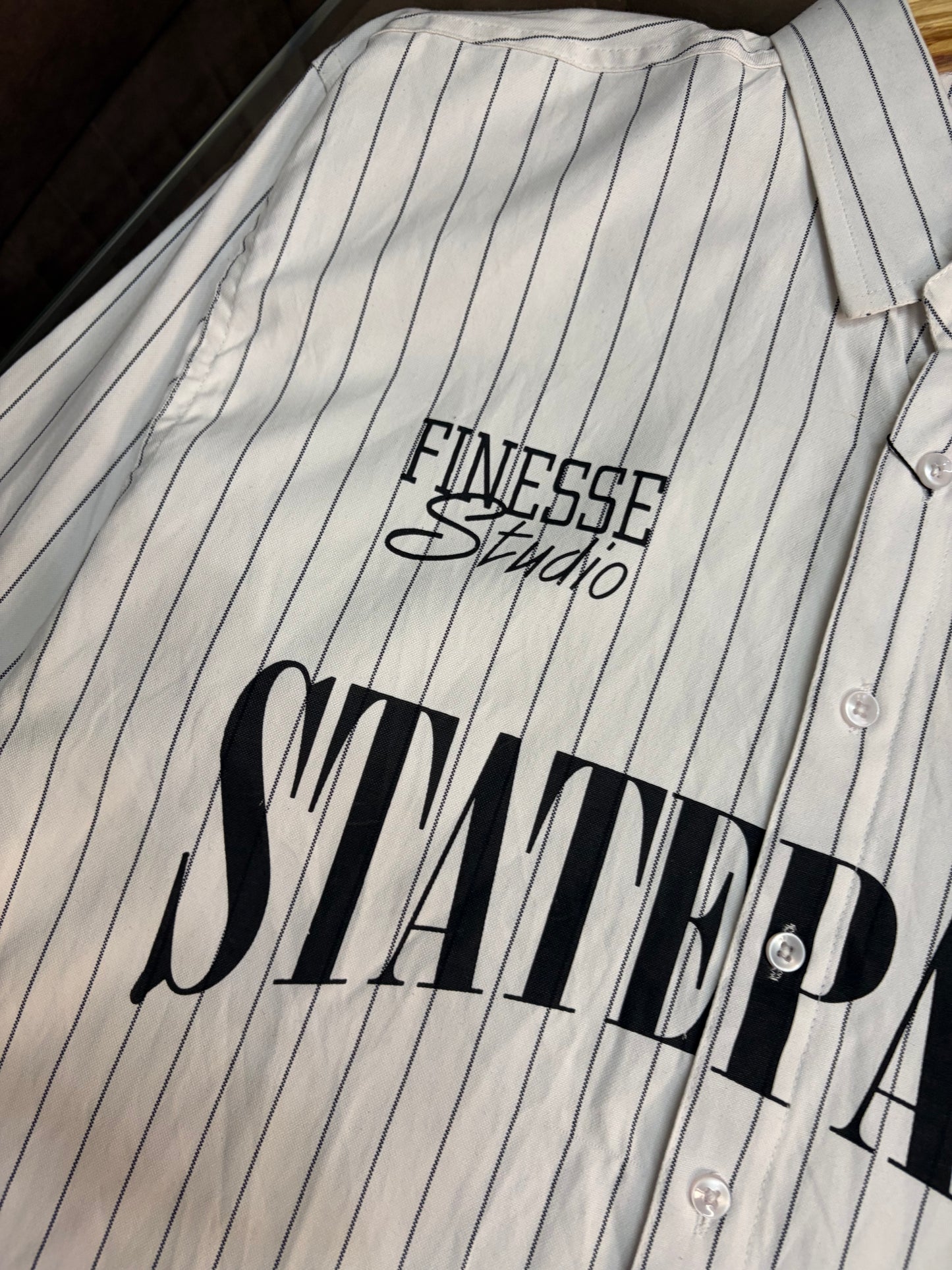 Skatepark Striped Boxy Shirt - White