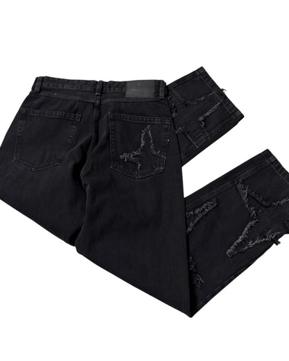 Original Star Frayed Baggy Jeans - Black