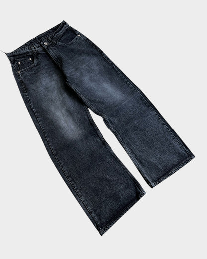 Dark Charcoal Baggy Wide Denim