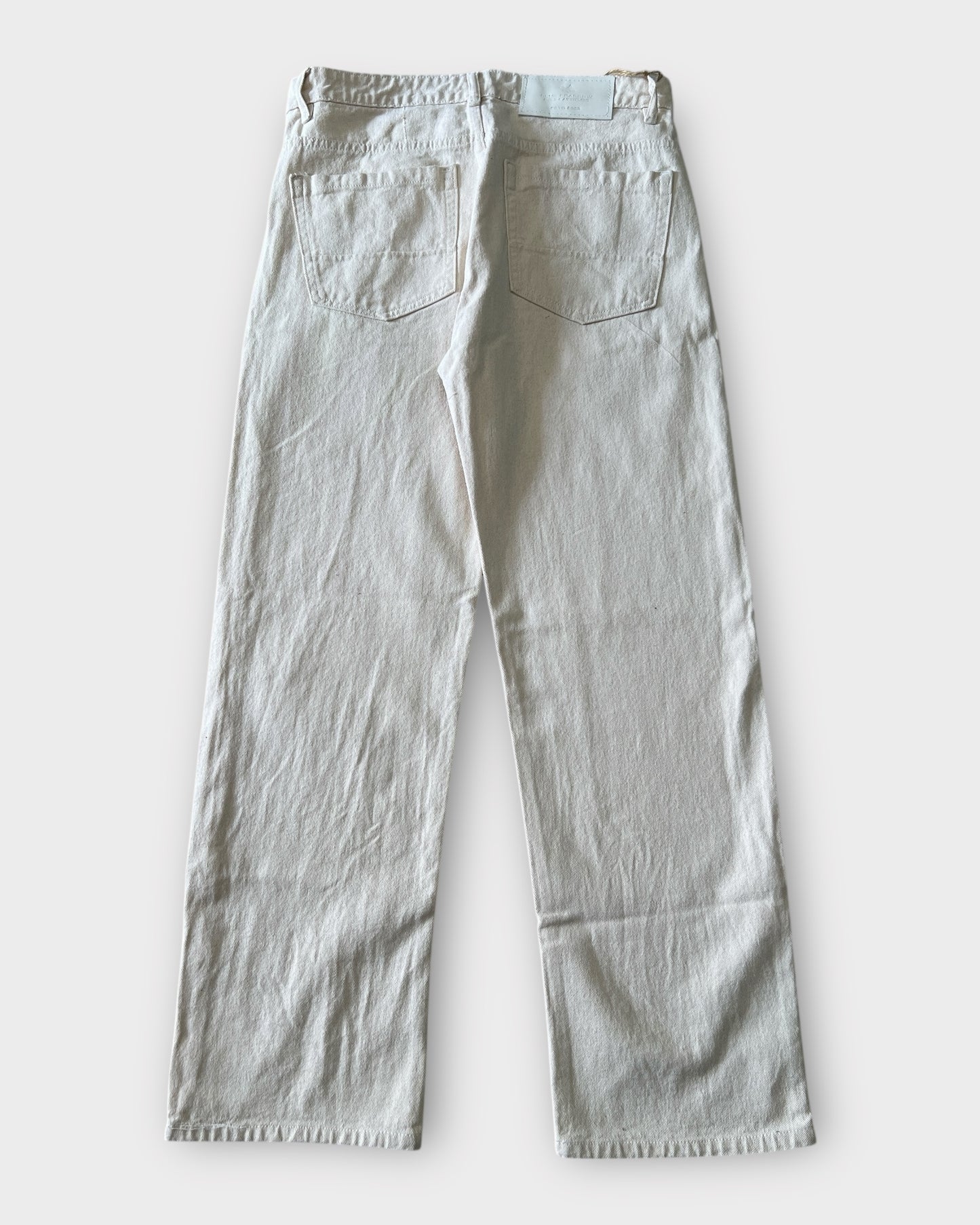 Off-White/Beige Relaxed Straight Fit Denim