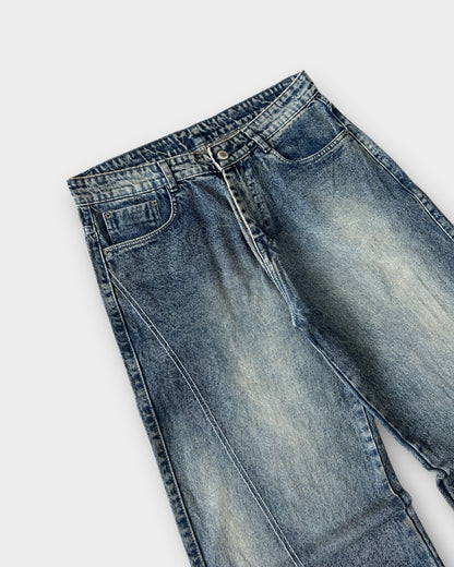 Vintage Wash Baggy Wide Leg Jeans