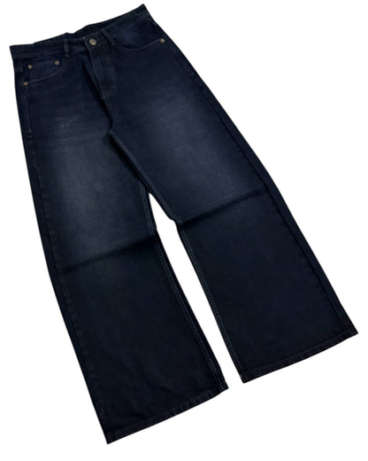Dark Black Faded Baggy Wide Fit Jeans