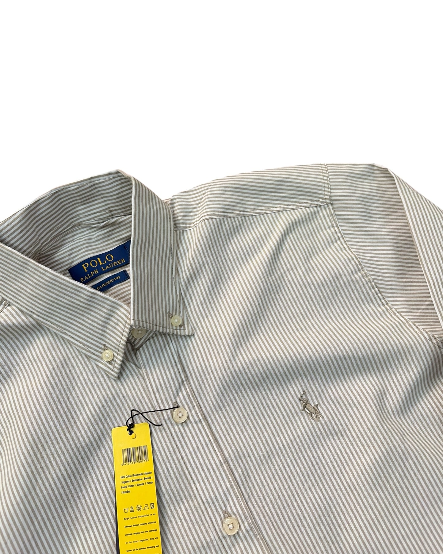 Striped Pure Cotton Shirt - Light Beige