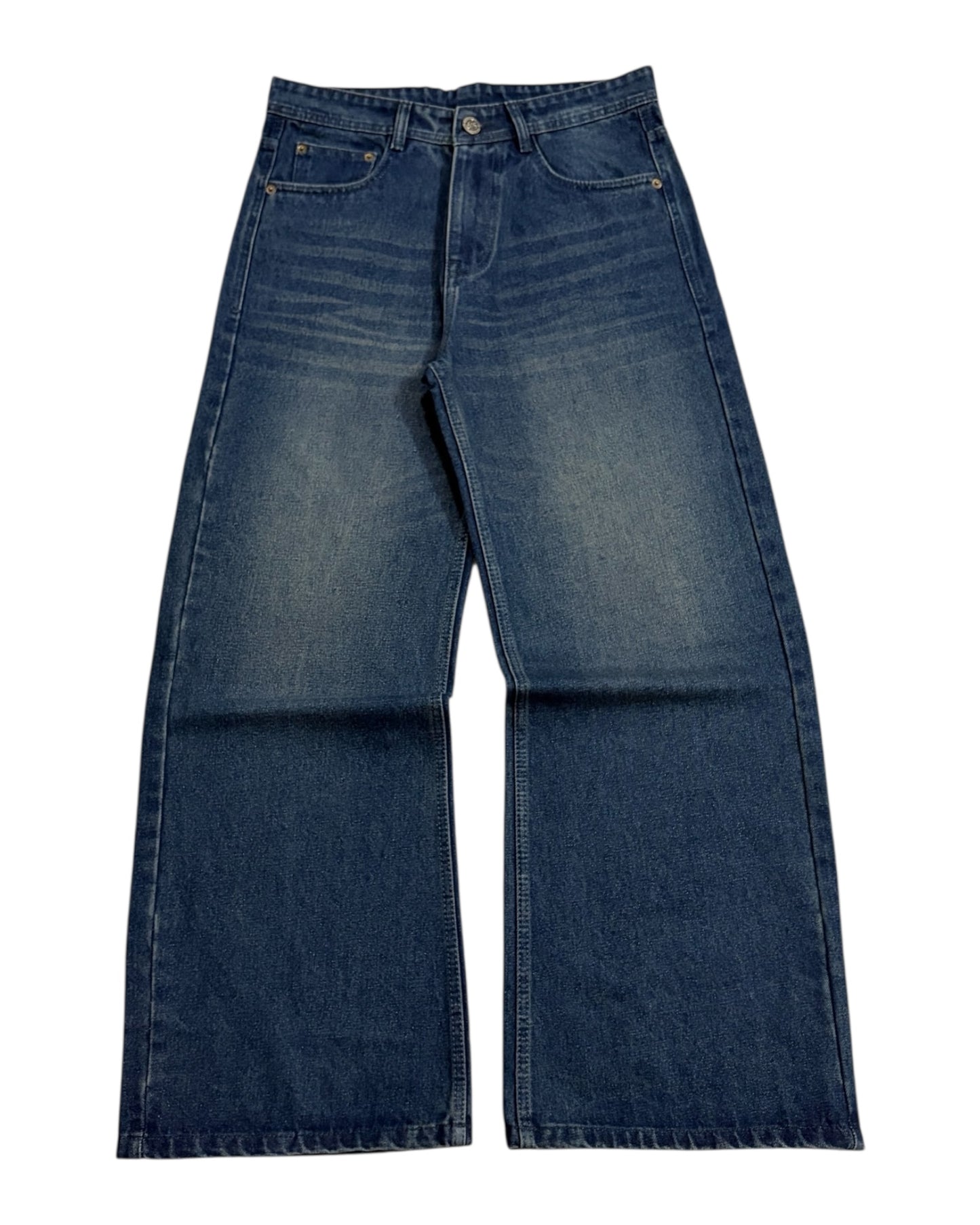 Dark Dusty Blue Baggy Wide Fit Jeans
