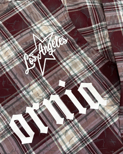 Dusty Check Boxy Shirt - Maroon