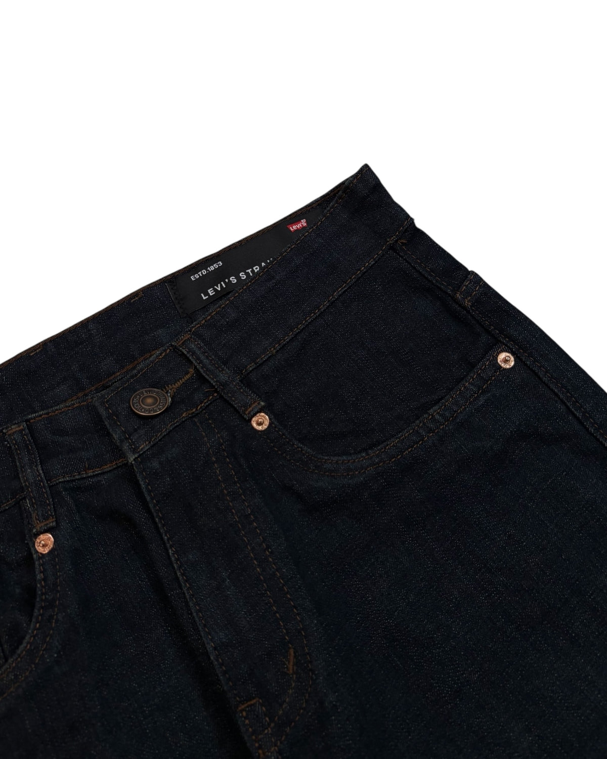 Raw Wash Straight Fit Jeans - Blackish Blue