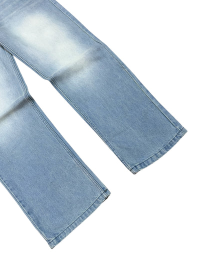 Light Pale Dusty Blue Straight Fit Jeans