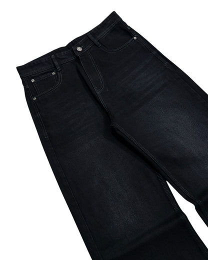 Dark Black Wash Wide Fit Jeans