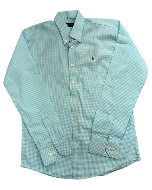 Micro-check Cotton Shirt - Sea Green