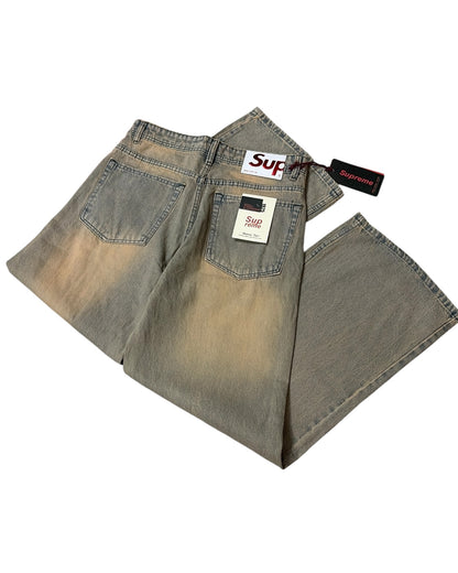 Rust Wash Baggy Wide Fit Jeans