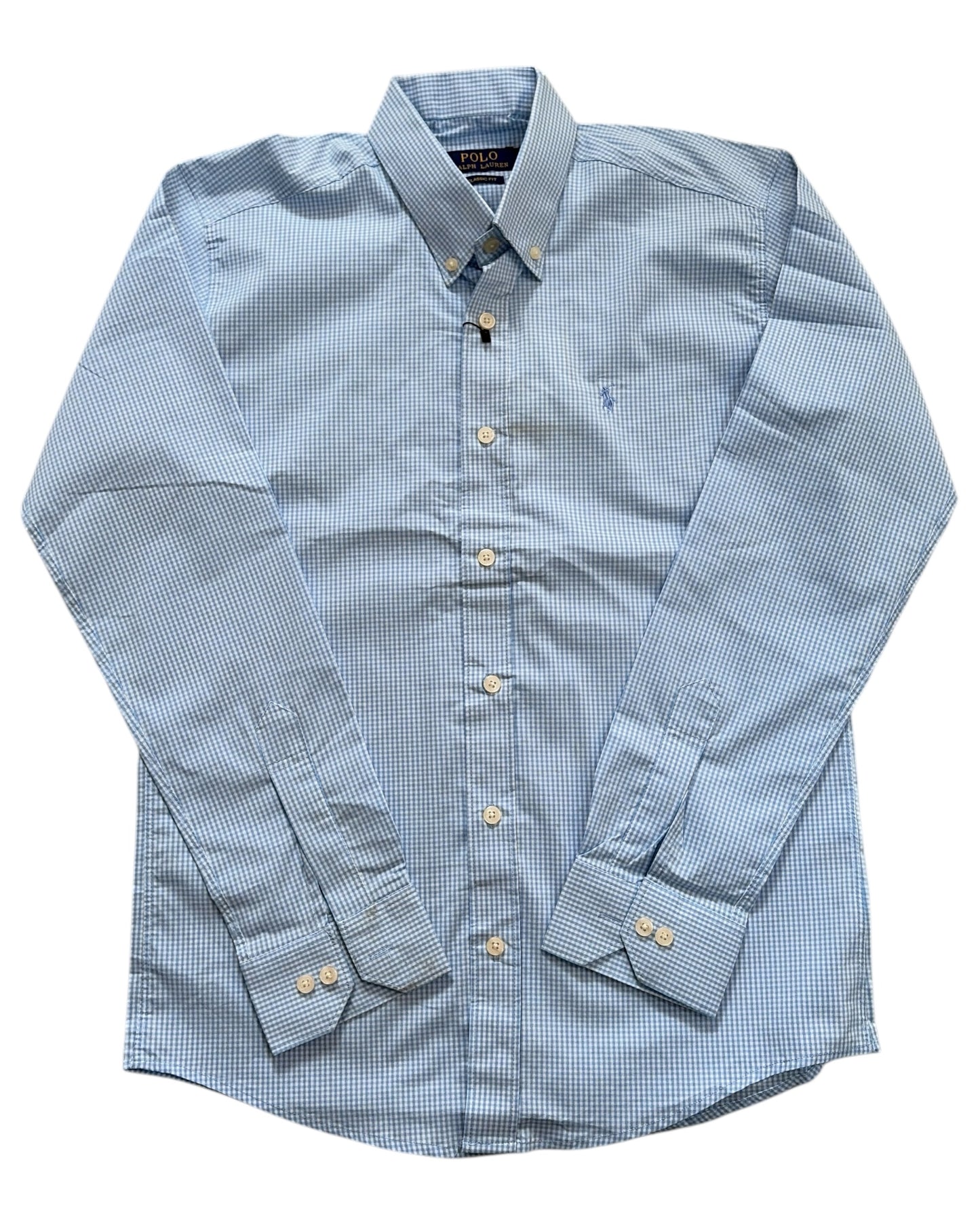 Micro-check Cotton Shirt - Blue