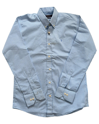 Micro-check Cotton Shirt - Blue