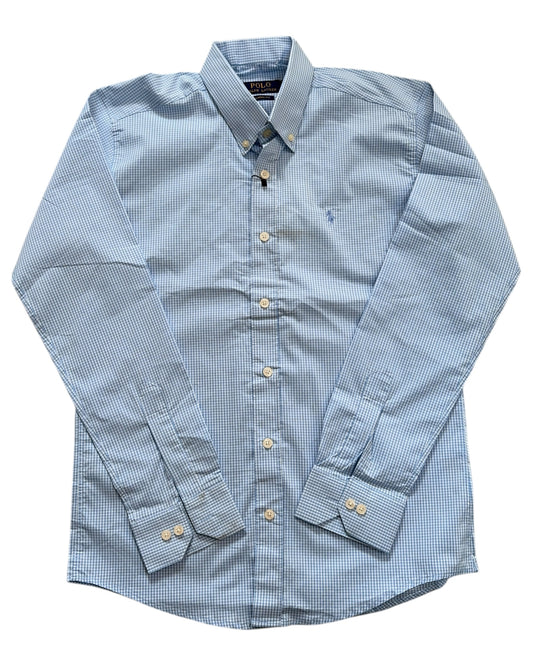 Micro-check Cotton Shirt - Blue