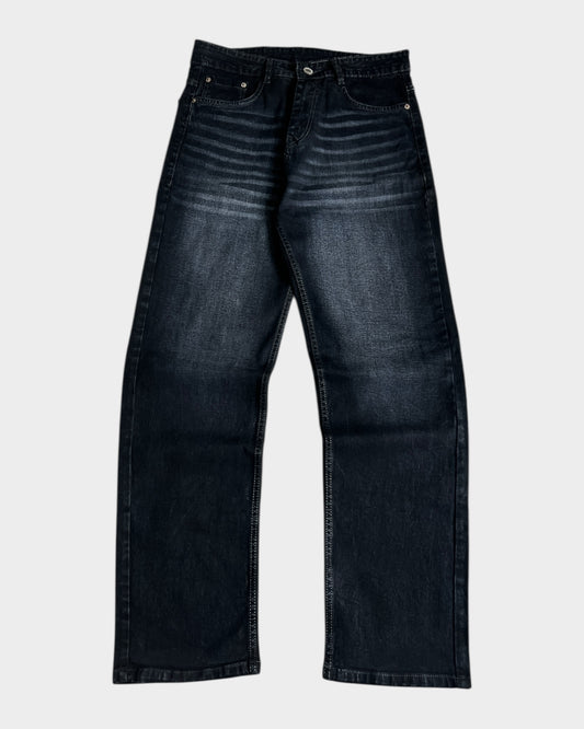 Washed Black Straight Stretch Denim