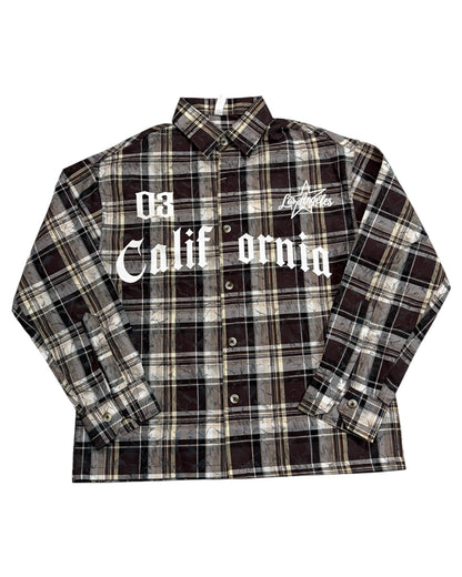 Dusty Check Boxy Shirt - Wine Brown